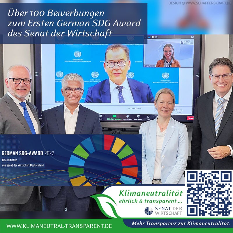 Über 100 Bewerbungen zum Ersten German SDG Award des Senat der Wirtschaft